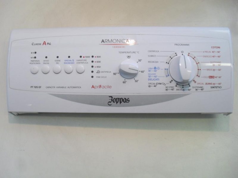 FRONTALE PER LAVATRICE ZOPPAS PT 105 EF COMPLETO DI SCHEDA COMANDI COD. 451523307 CODICE ALTERNATIVO: 132401740