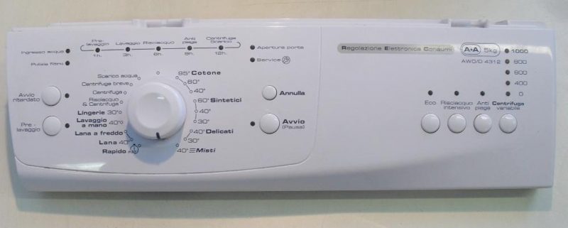 2845 -- 000 (2910) FRONTALE PER LAVATRICE WHIRLPOOL AWO/D 4312 COMPLETO DI SCHEDA COMANDI COD. 461975305621