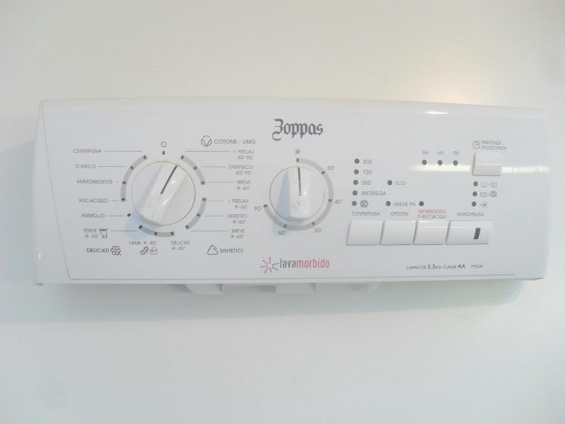 FRONTALE PER LAVATRICE ZOPPAS PT508 COMPLETO DI SCHEDA COMANDI COD. 720379-01 CODICE ALTERNATIVO: 108275400