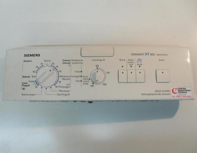 3739 -- 000 (3817) FRONTALE PER LAVATRICE Siemens SIWAMAT XT850 COMPLETO DI SCHEDA COMANDI COD. 9000044043 CODICE ALTERNATIVO: 705869-00