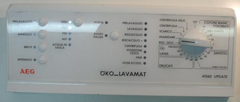 FRONTALE PER LAVATRICE AEG OKO LAVAMAT 41060   COMPLETO DI SCHEDA COMANDI COD. 546709