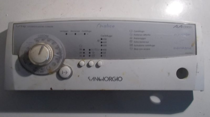 9718 -- 000 (9807) FRONTALE PER LAVATRICE SANGIORGIO MALICE 700 elt COMPLETO DI SCHEDA t7ns5h1-12-wg-a